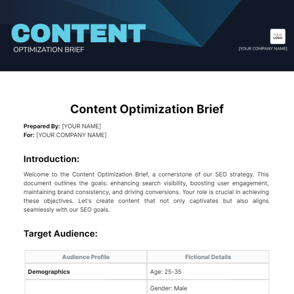 Free Content Optimization Brief Template