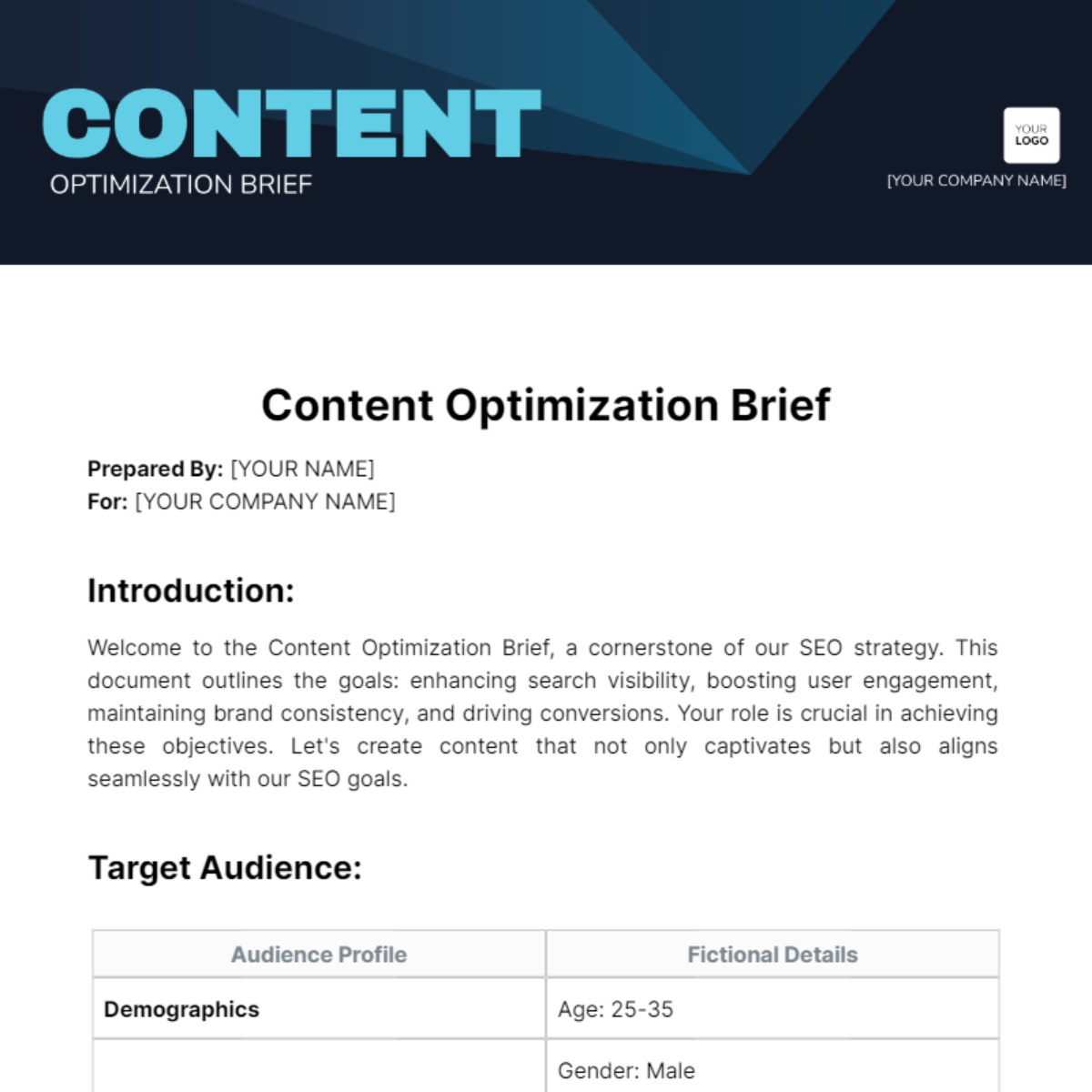 Content Optimization Brief Template - Edit Online & Download