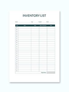 Sample Inventory List Template in Microsoft Word | Template.net