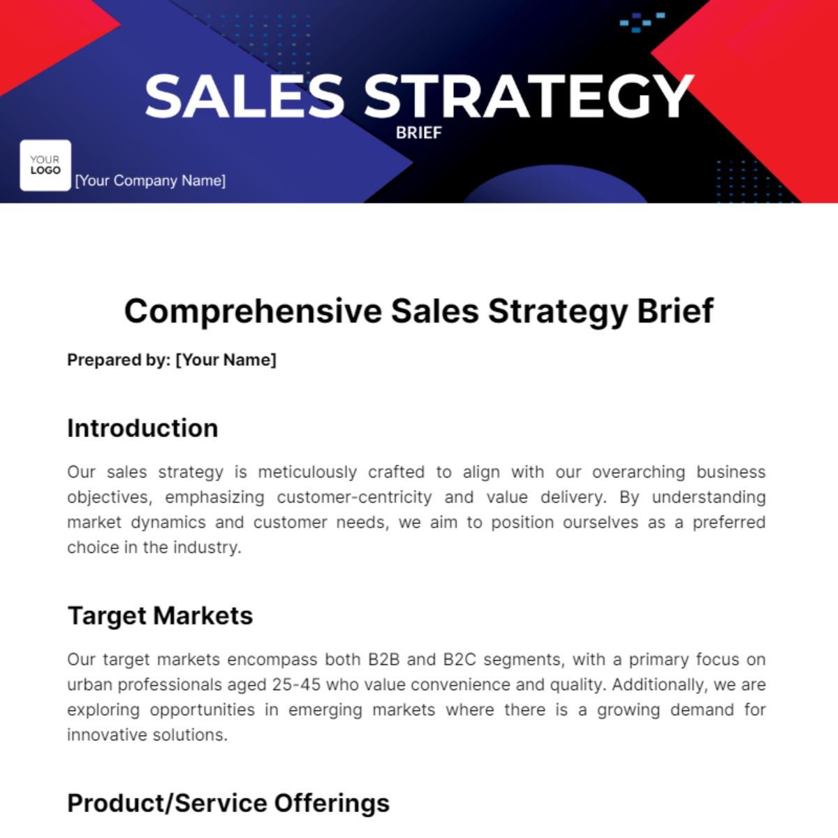 Sales Strategy Brief Template