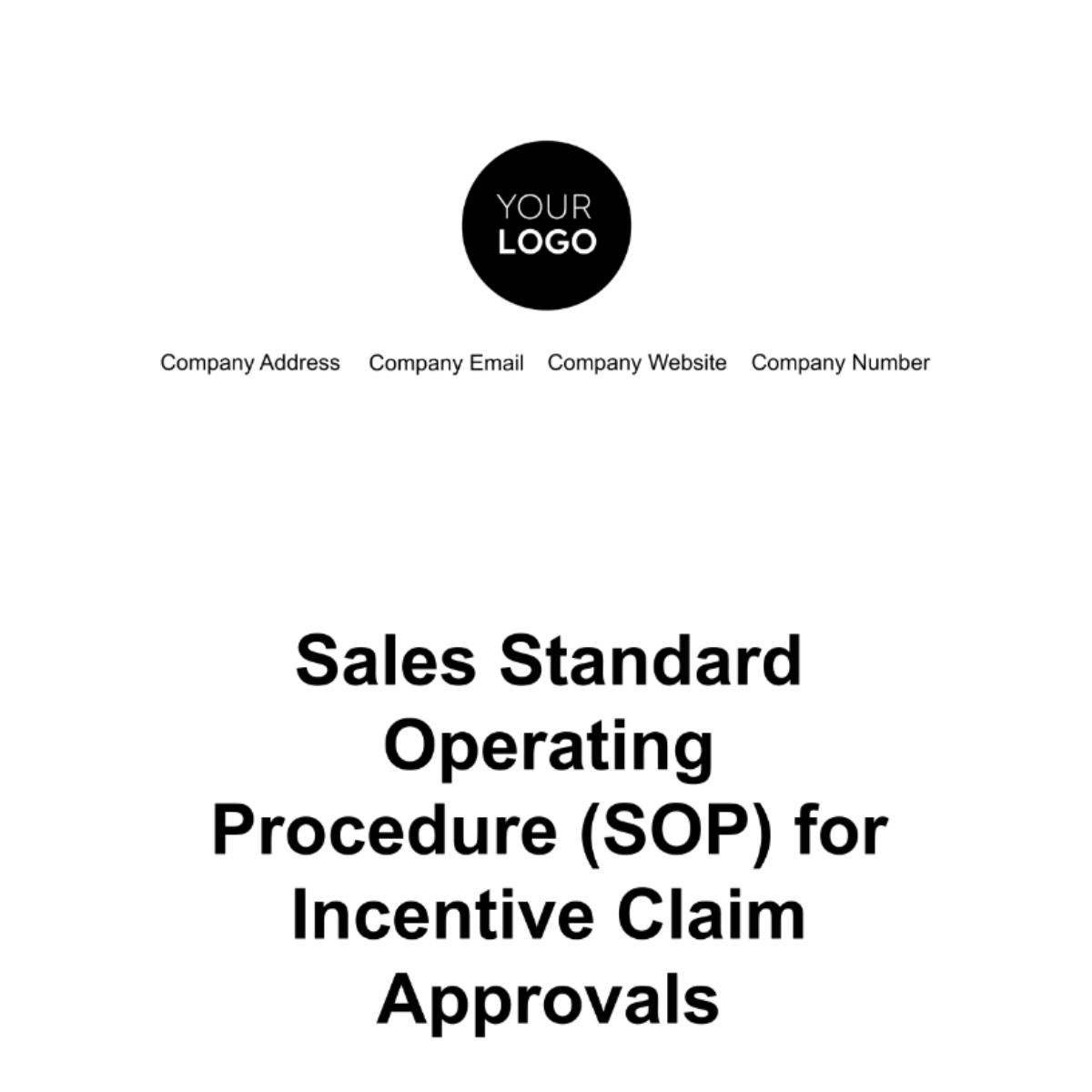 Sales Standard Operating Procedure (SOP) for Incentive Claim Approvals Template