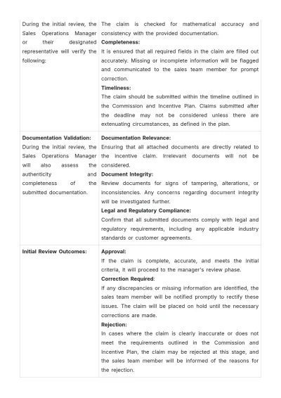 Free Sales Standard Operating Procedure (SOP) for Incentive Claim Approvals Template to Edit Online