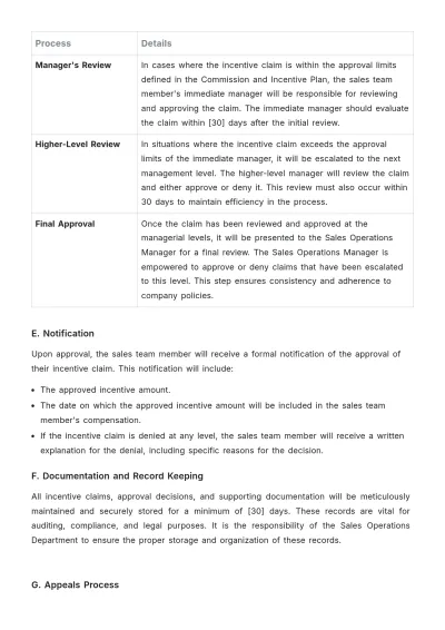 Free Sales Standard Operating Procedure (SOP) for Incentive Claim Approvals Template to Edit Online