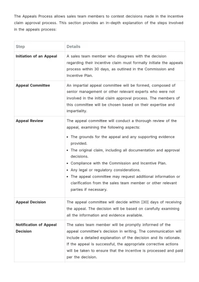 Free Sales Standard Operating Procedure (SOP) for Incentive Claim Approvals Template to Edit Online