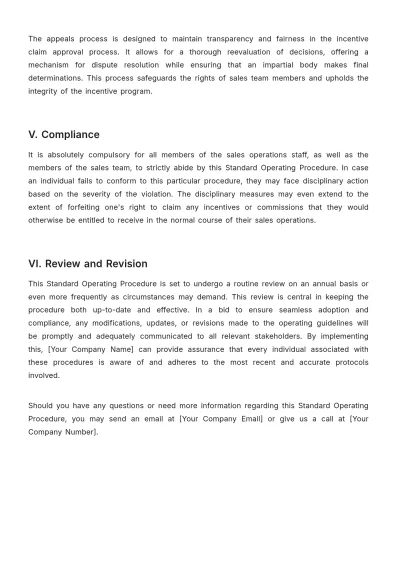 Free Sales Standard Operating Procedure (SOP) for Incentive Claim Approvals Template to Edit Online