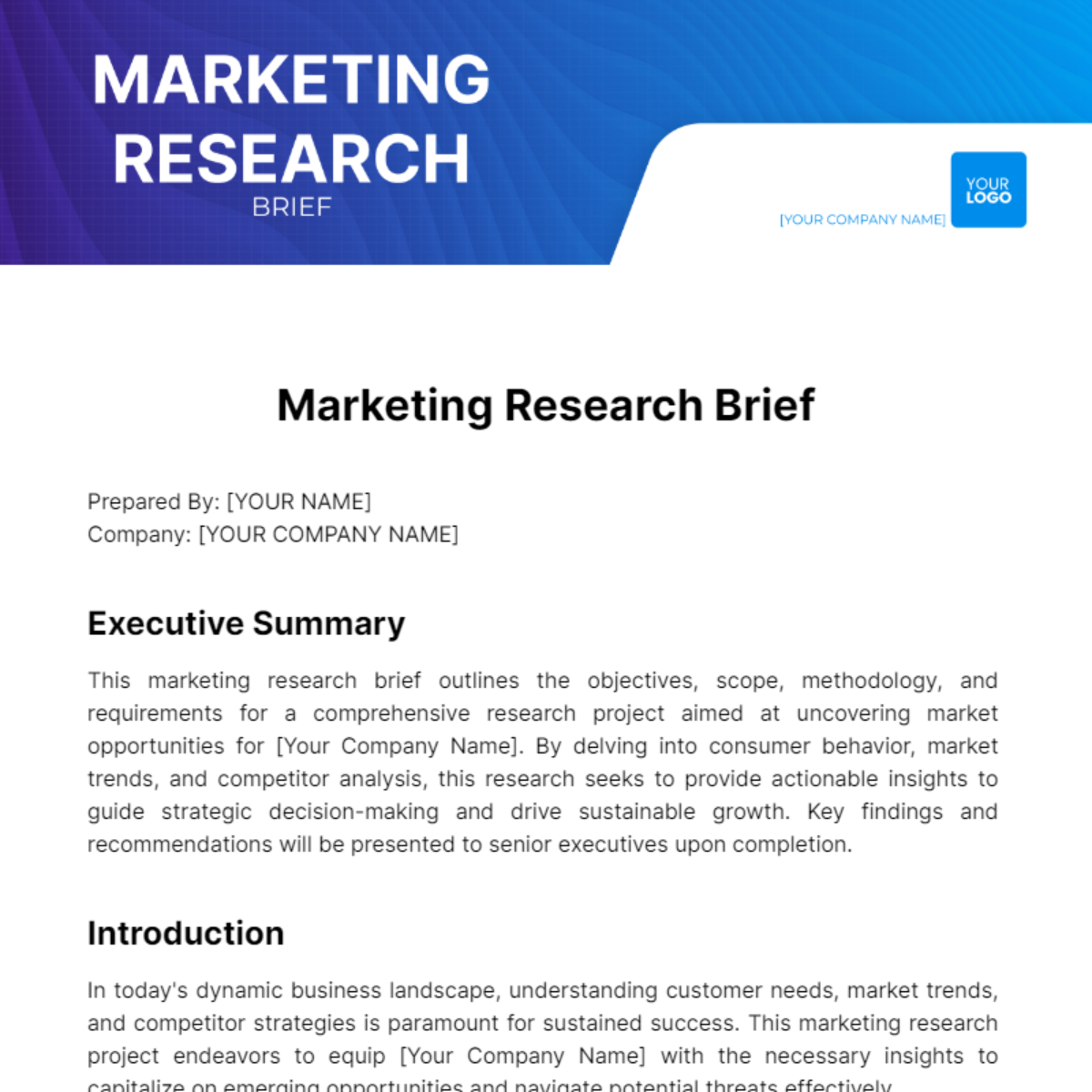 Marketing Research Brief Template