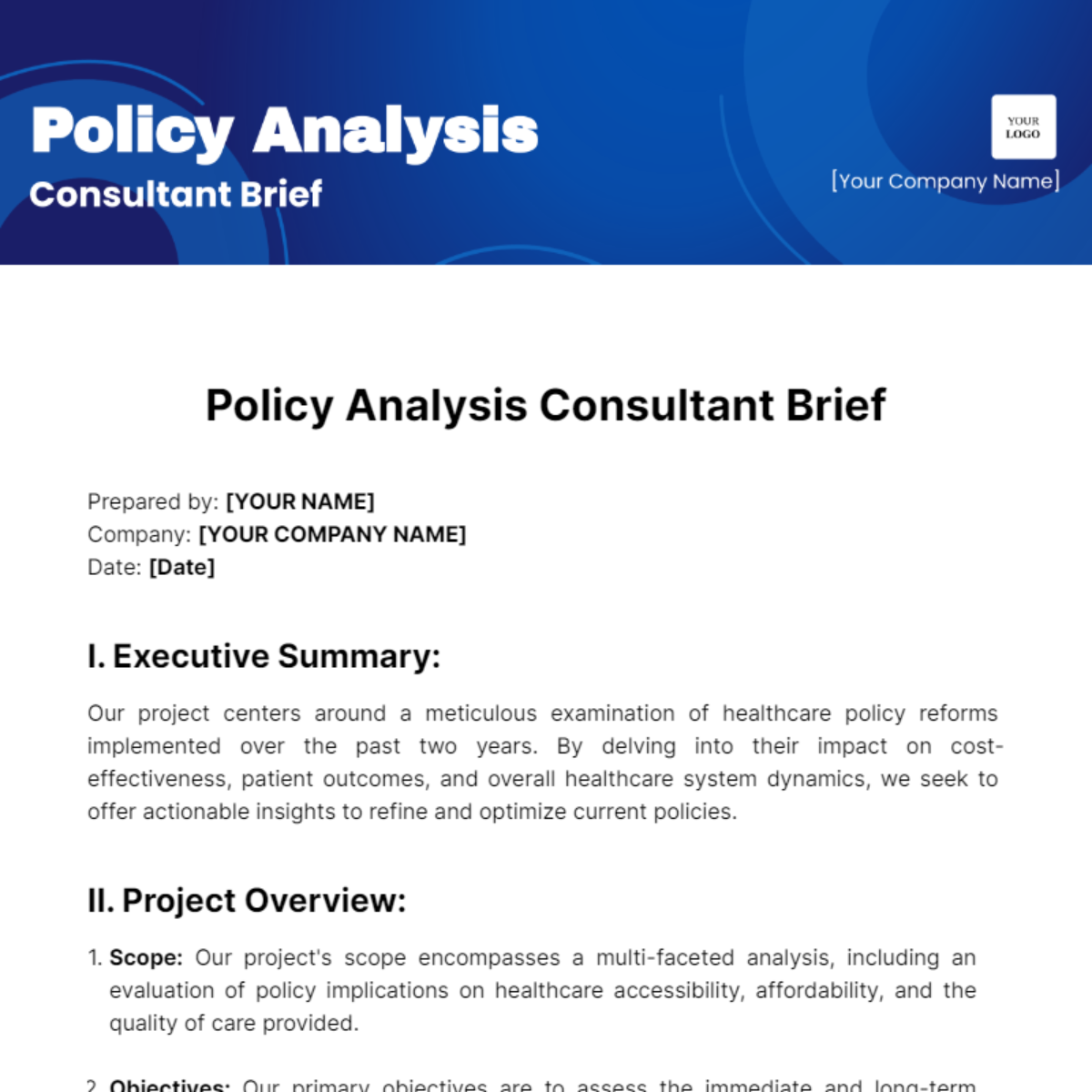 Free Policy Analysis Consultant Brief Template