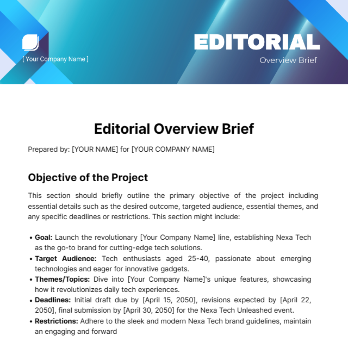 Editorial Overview Brief Template