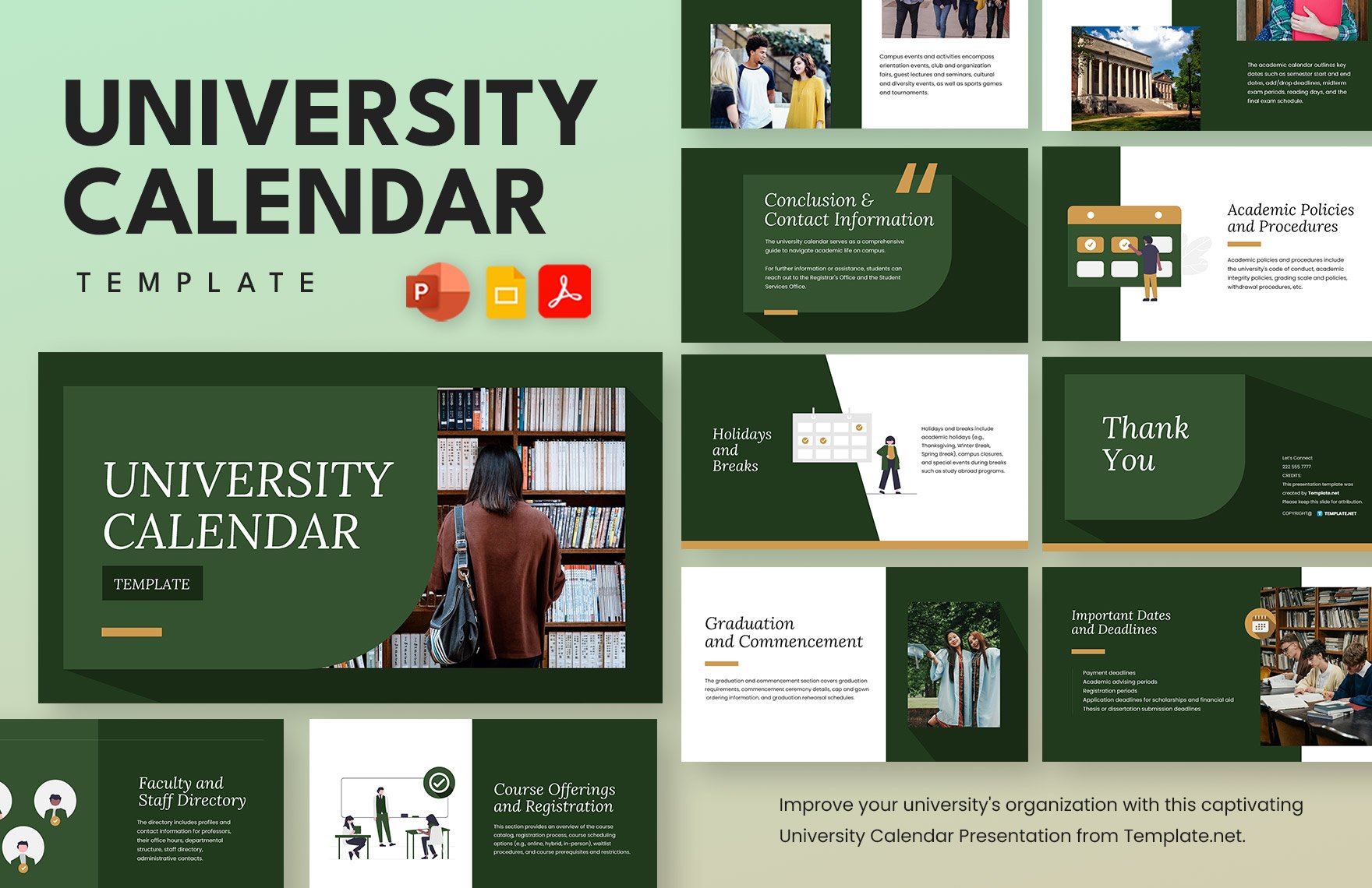 University Calendar Template