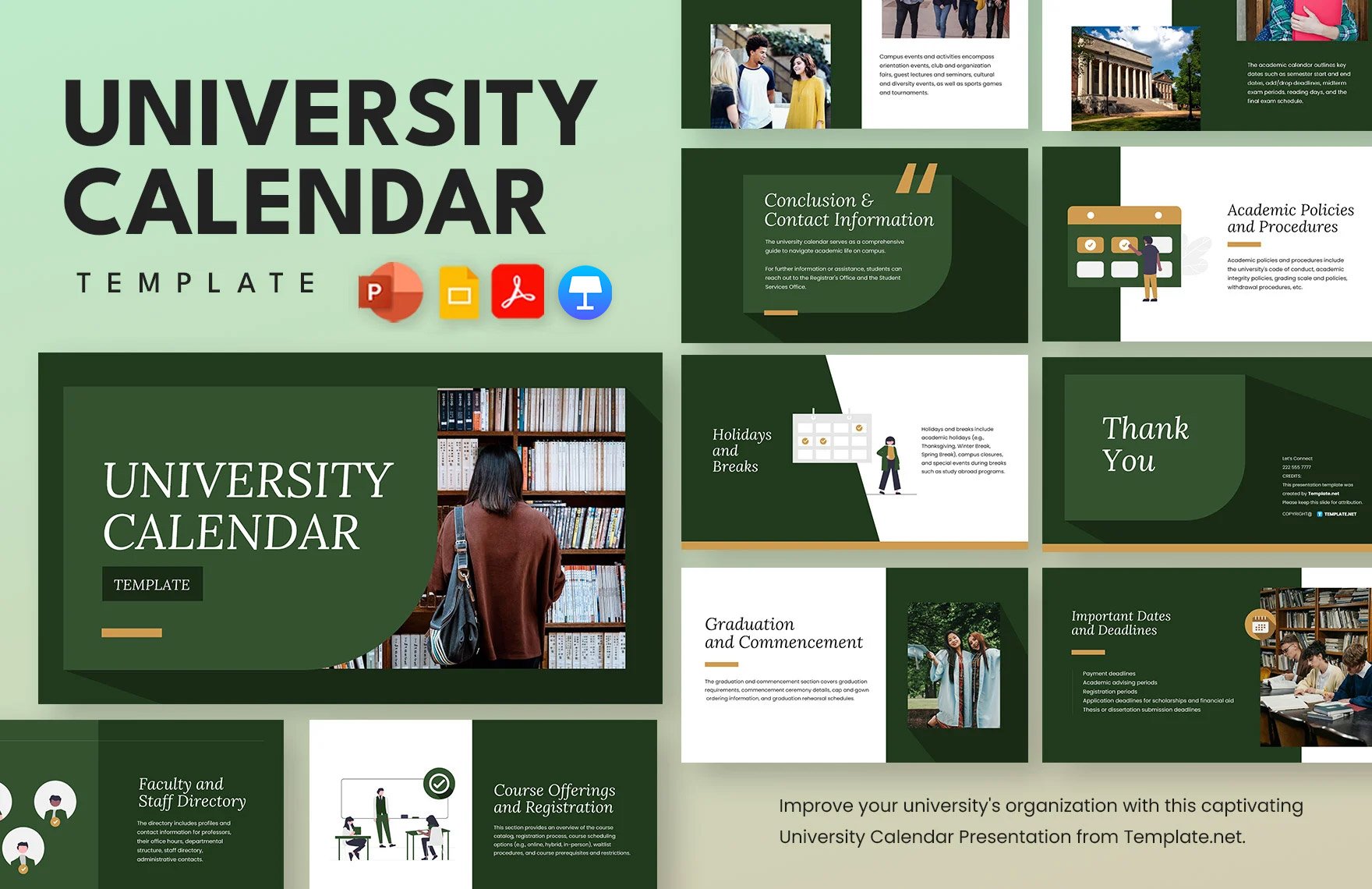 University Calendar Template in PDF, PowerPoint, Google Slides, Apple Keynote