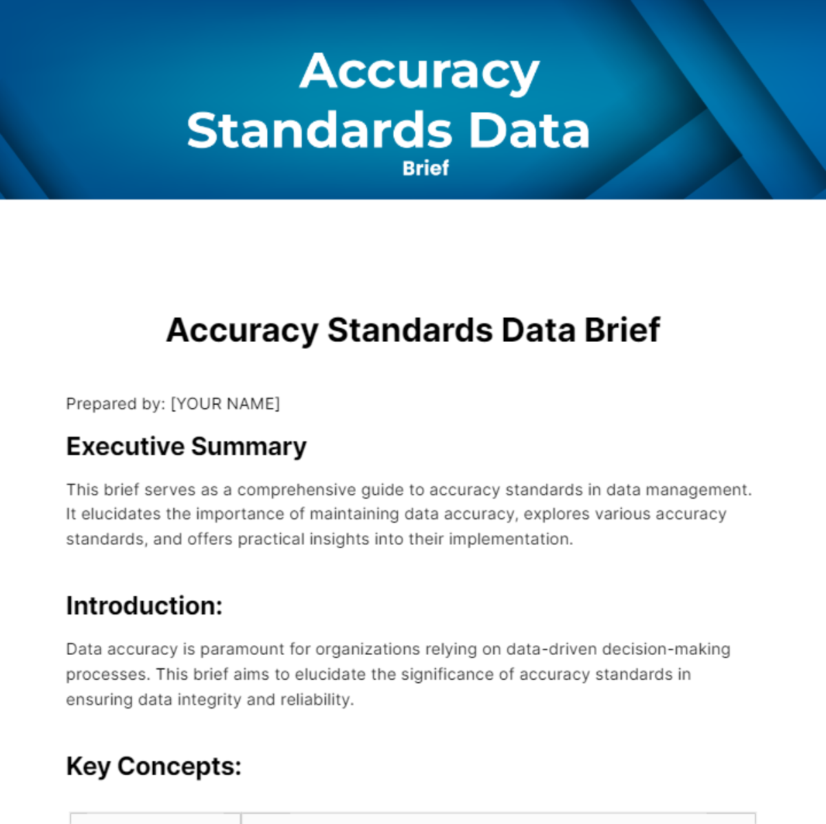 Accuracy Standards Data Brief Template