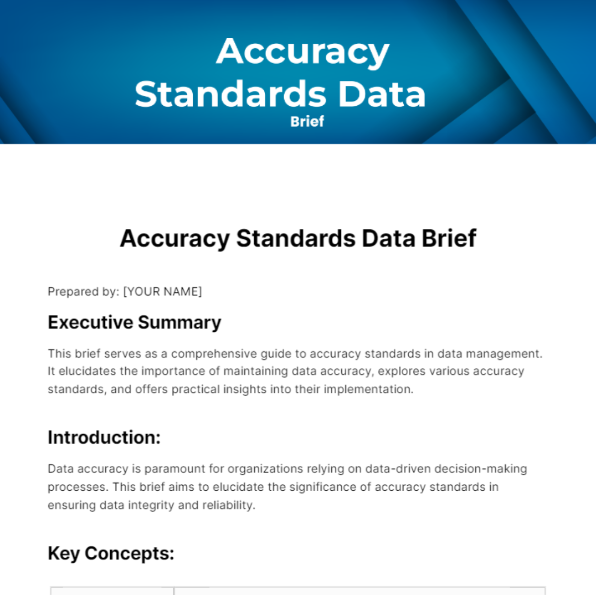 Accuracy Standards Data Brief Template - Edit Online & Download