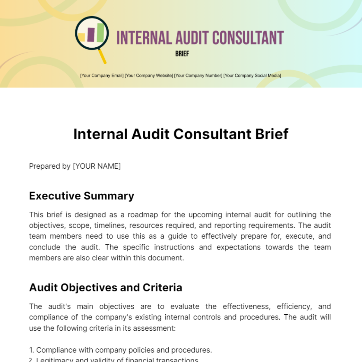 Internal Audit Consultant Brief Template
