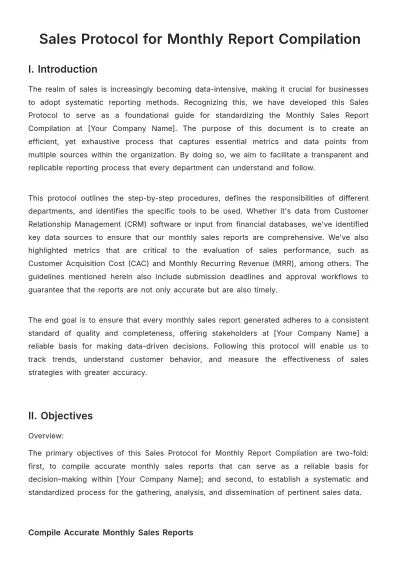 Free Sales Protocol for Monthly Report Compilation Template to Edit Online