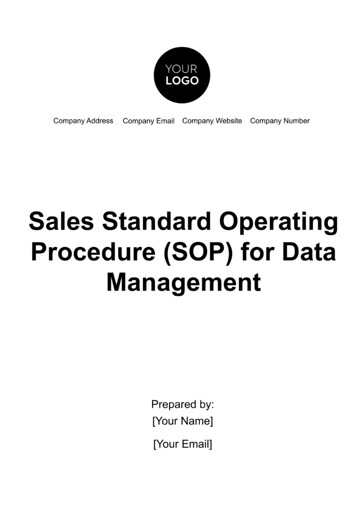 Free Sales Standard Operating Procedure (SOP) for Data Management Template