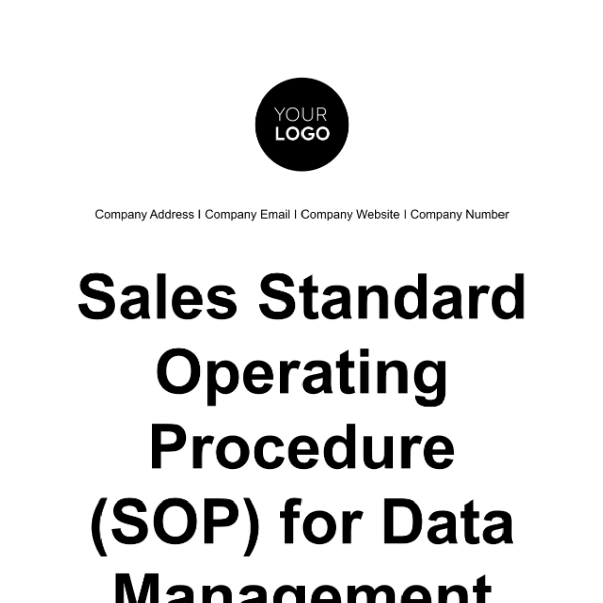 Sales Standard Operating Procedure (SOP) for Data Management Template ...