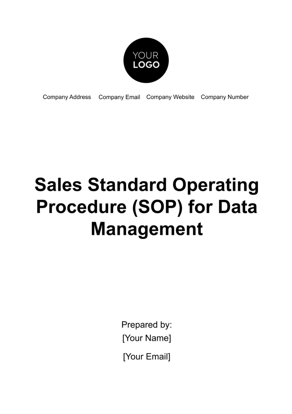 Sales Standard Operating Procedure (SOP) for Data Management Template - Edit Online & Download