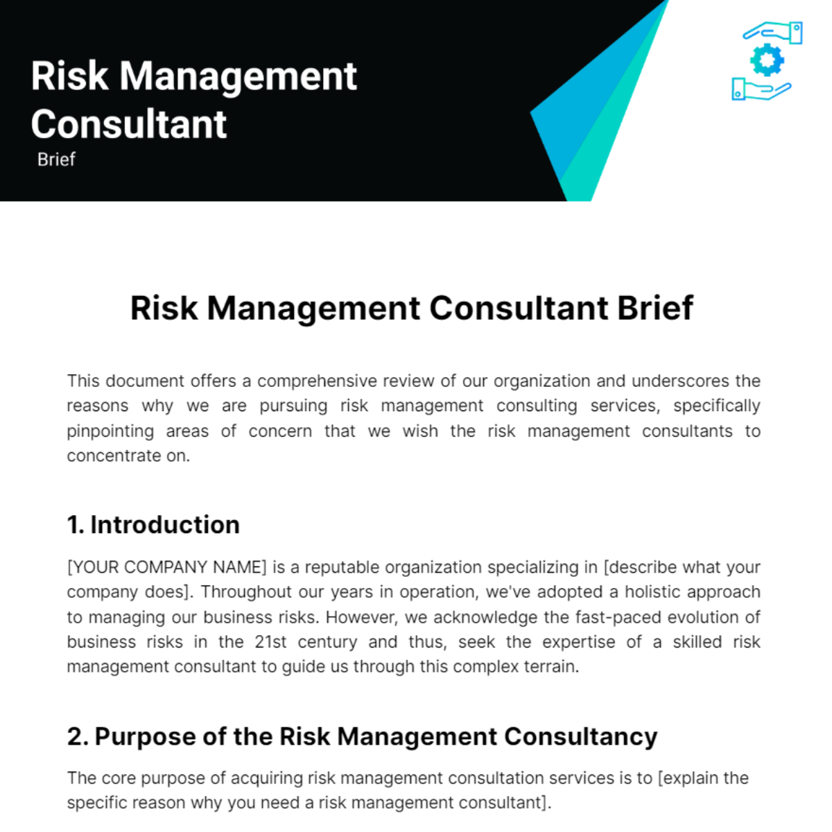 Risk Management Consultant Brief Template - Edit Online & Download