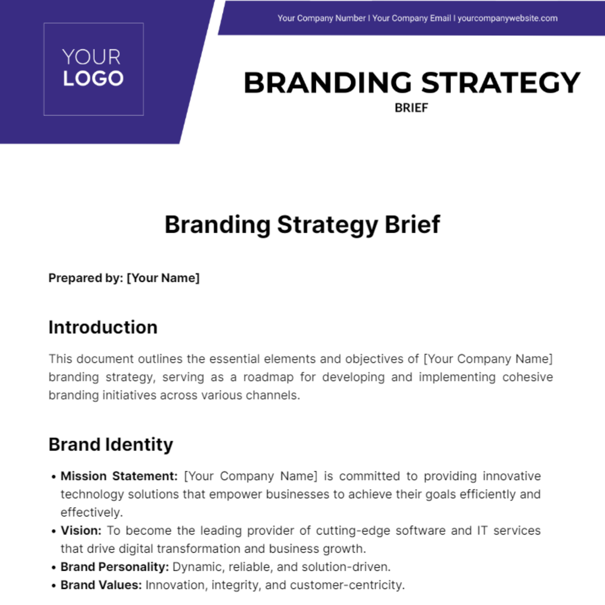Branding Strategy Brief Template