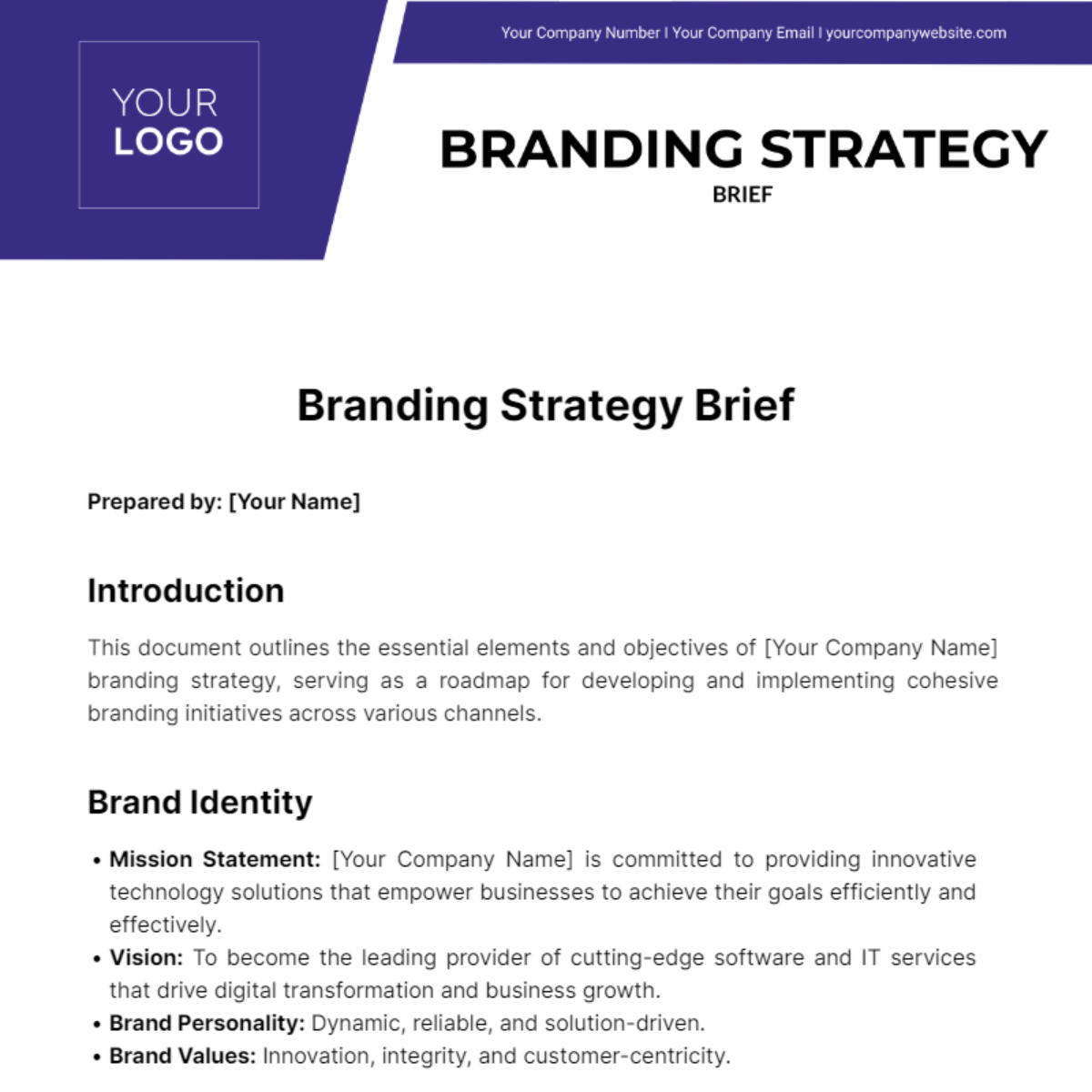 Branding Strategy Brief Template - Edit Online & Download Example ...