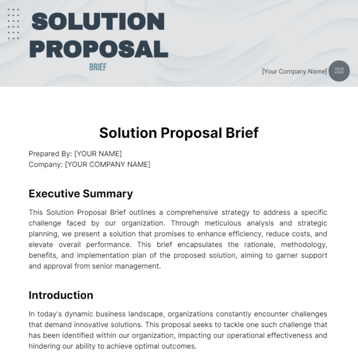 Solution Proposal  Brief Template