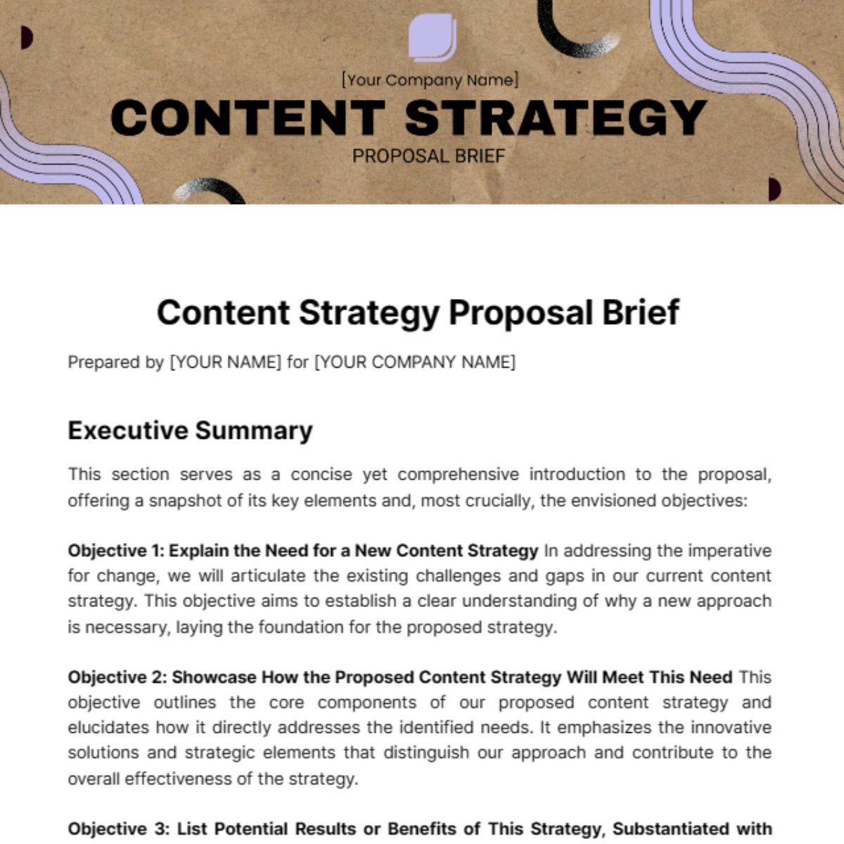 Content Strategy Proposal Brief Template
