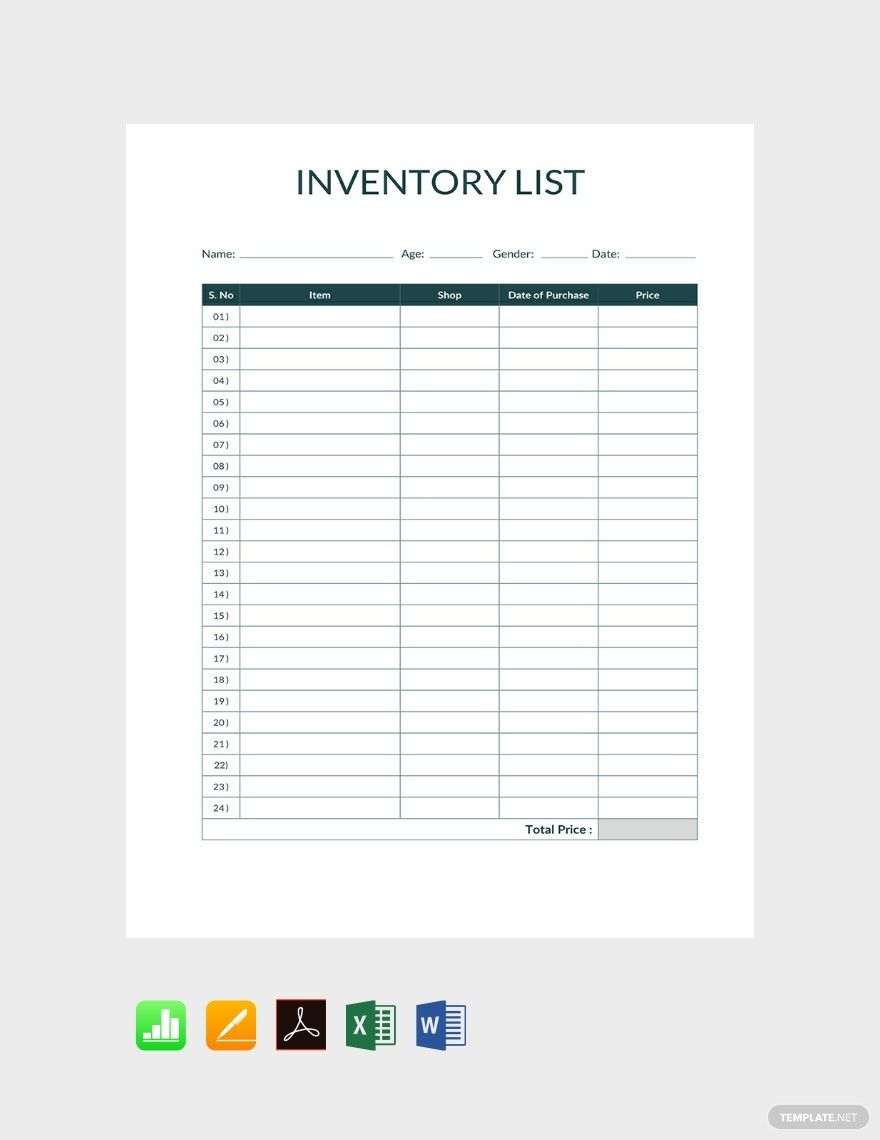 Free Simple Inventory Template