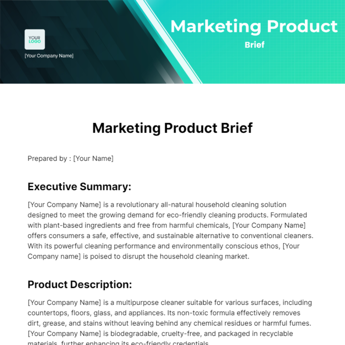 Free Marketing Product Brief Template