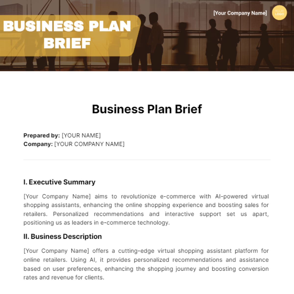 Business Plan Brief Template