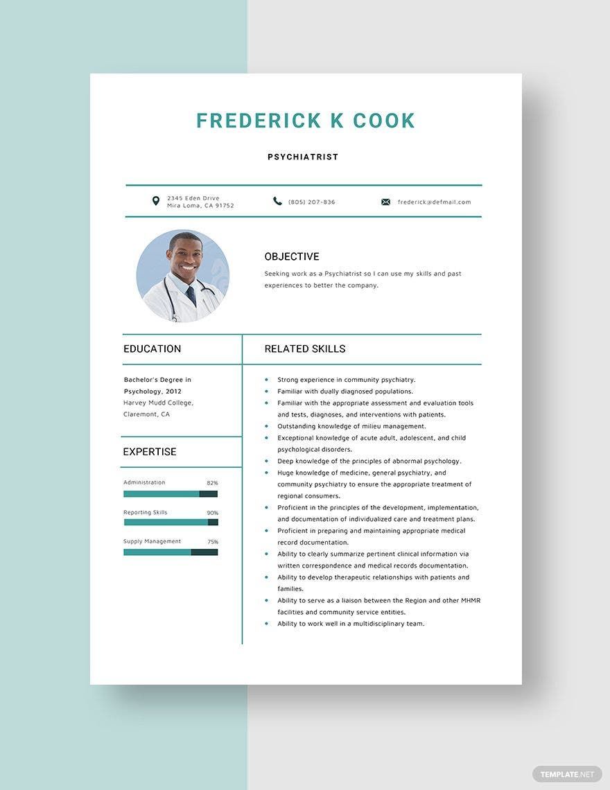 Psychiatrist Resume Template - Psychiatrist Resume Template 1 0 