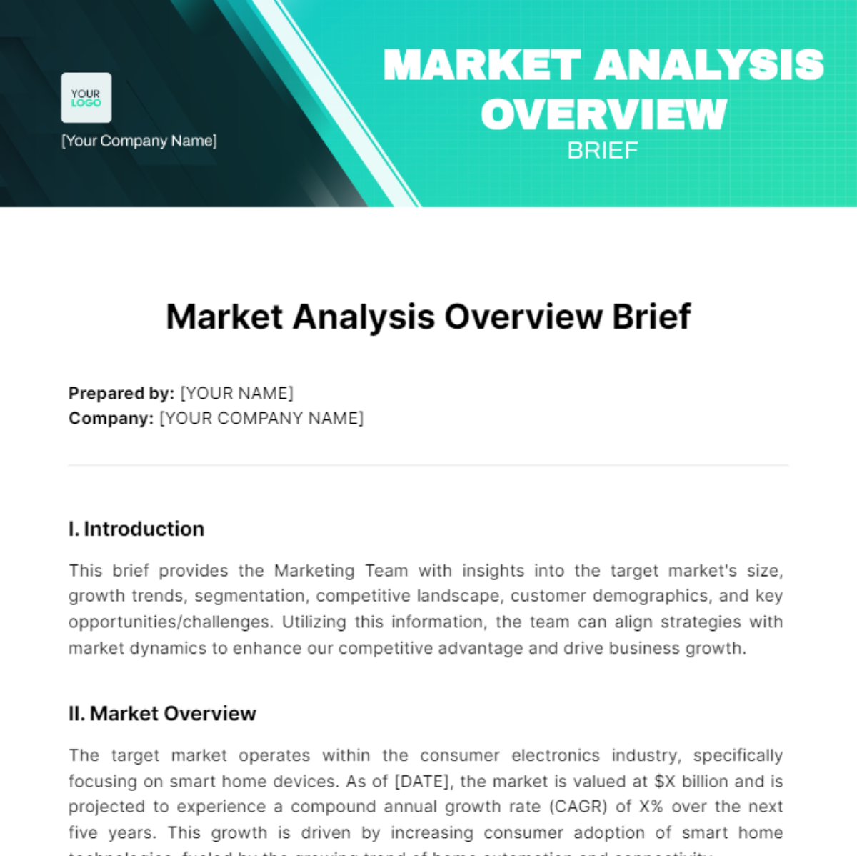 Market Analysis Overview Brief Template