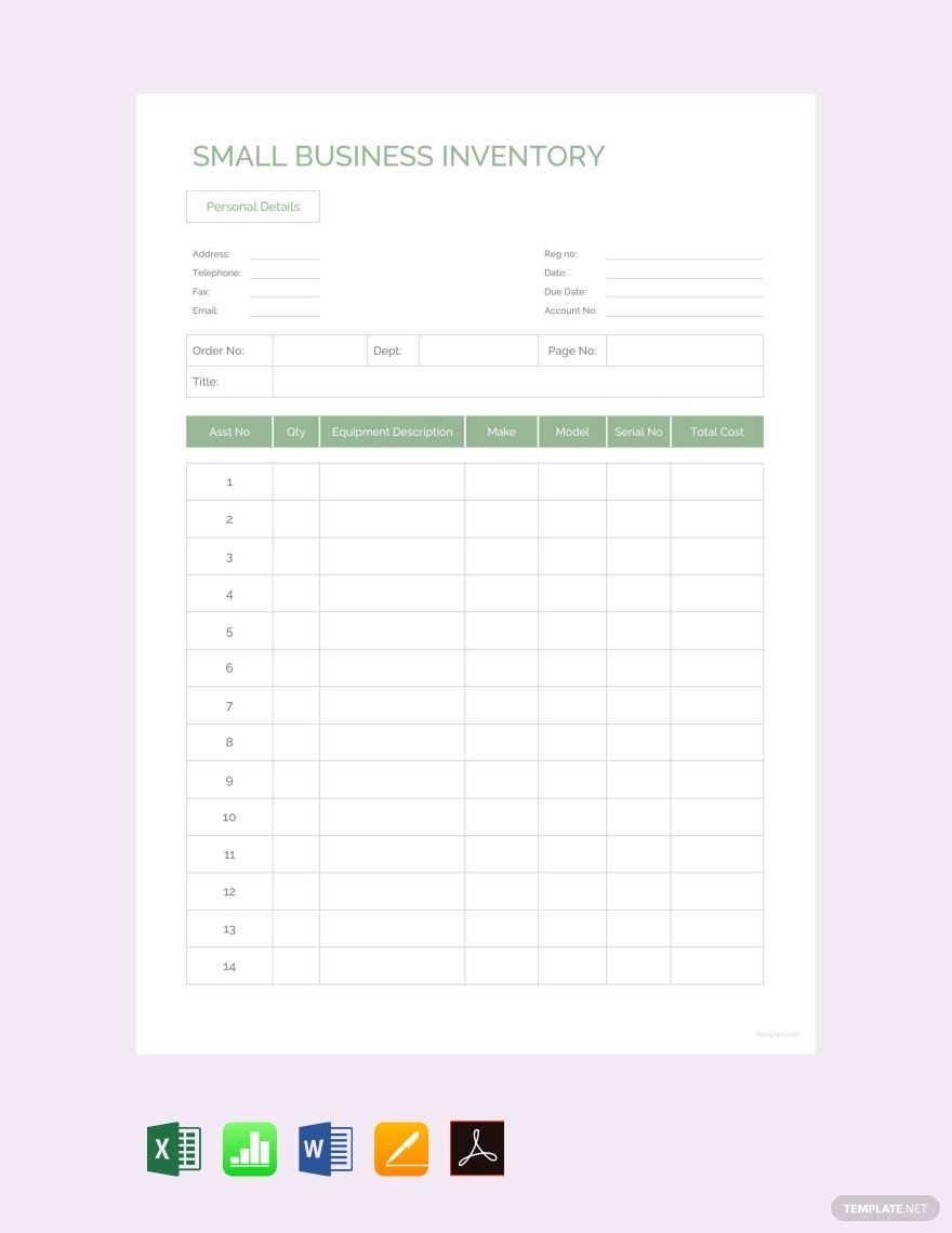 Small Business Inventory Template Google Docs, Google Sheets, Excel