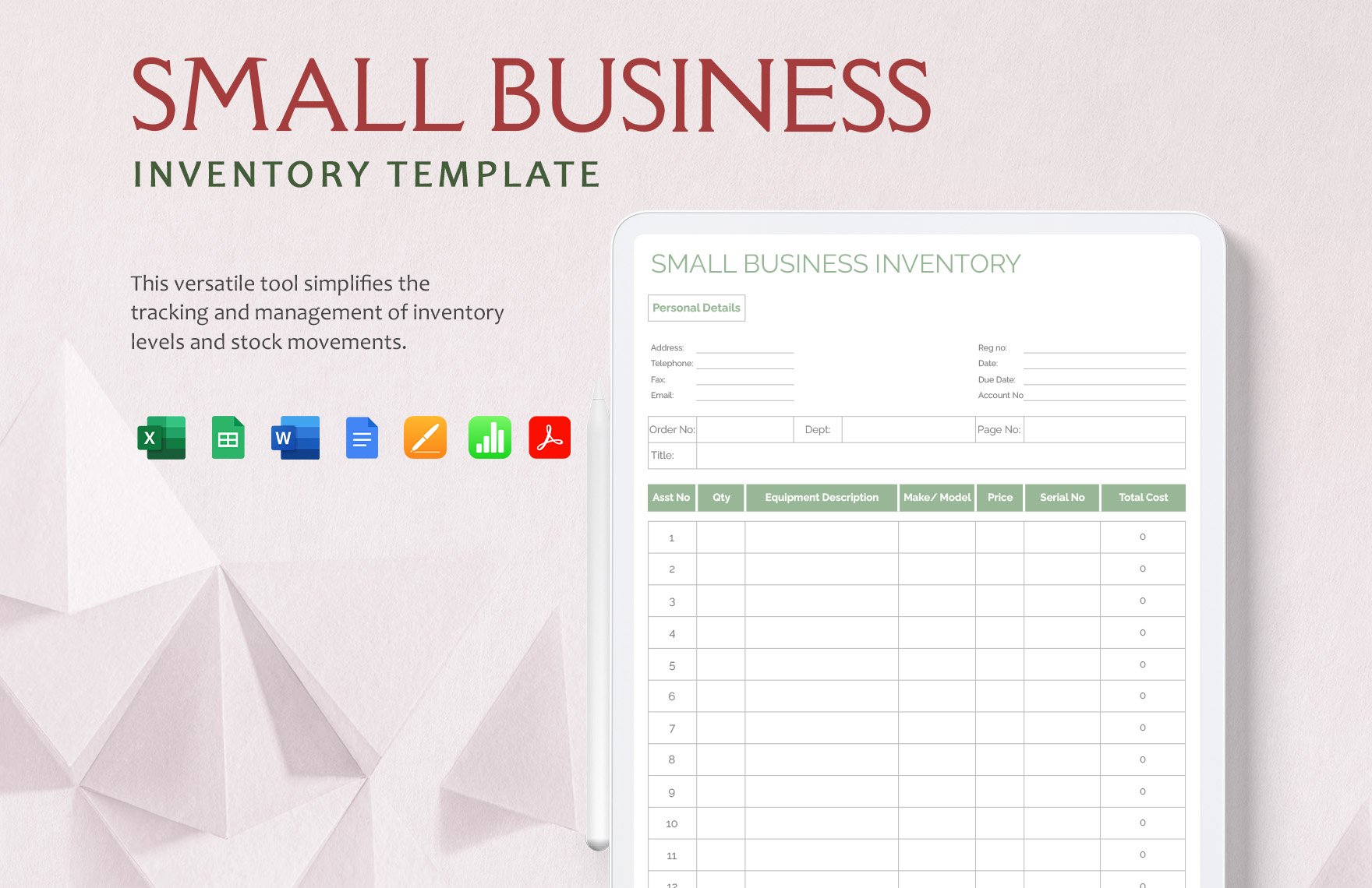 Small Business Inventory Template in Word, Google Docs, Excel, PDF, Google Sheets, Apple Pages, Apple Numbers