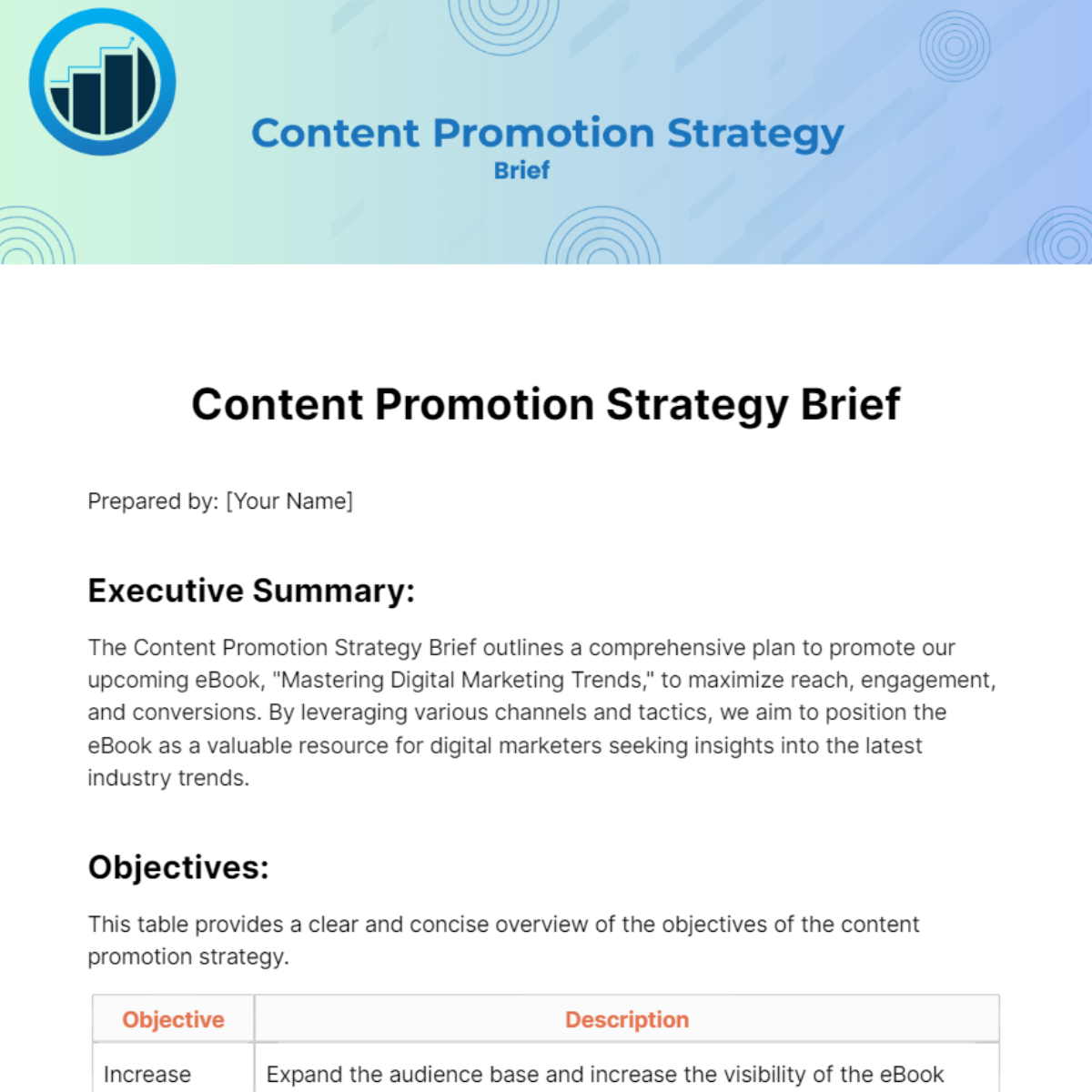 Content Promotion Strategy Brief Template