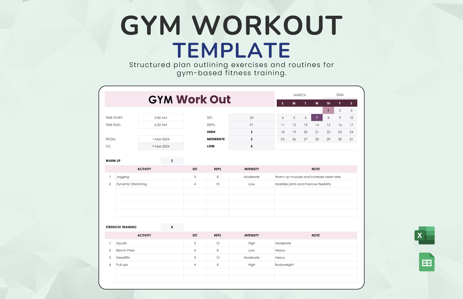 Gym Workout Template