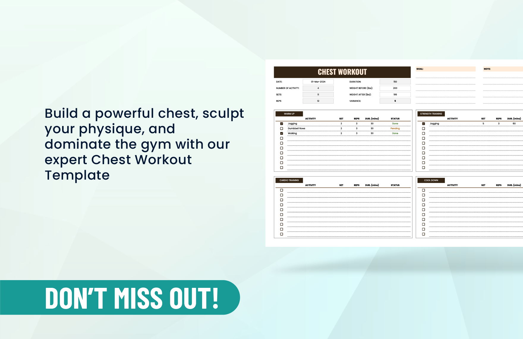 Chest Workout Template