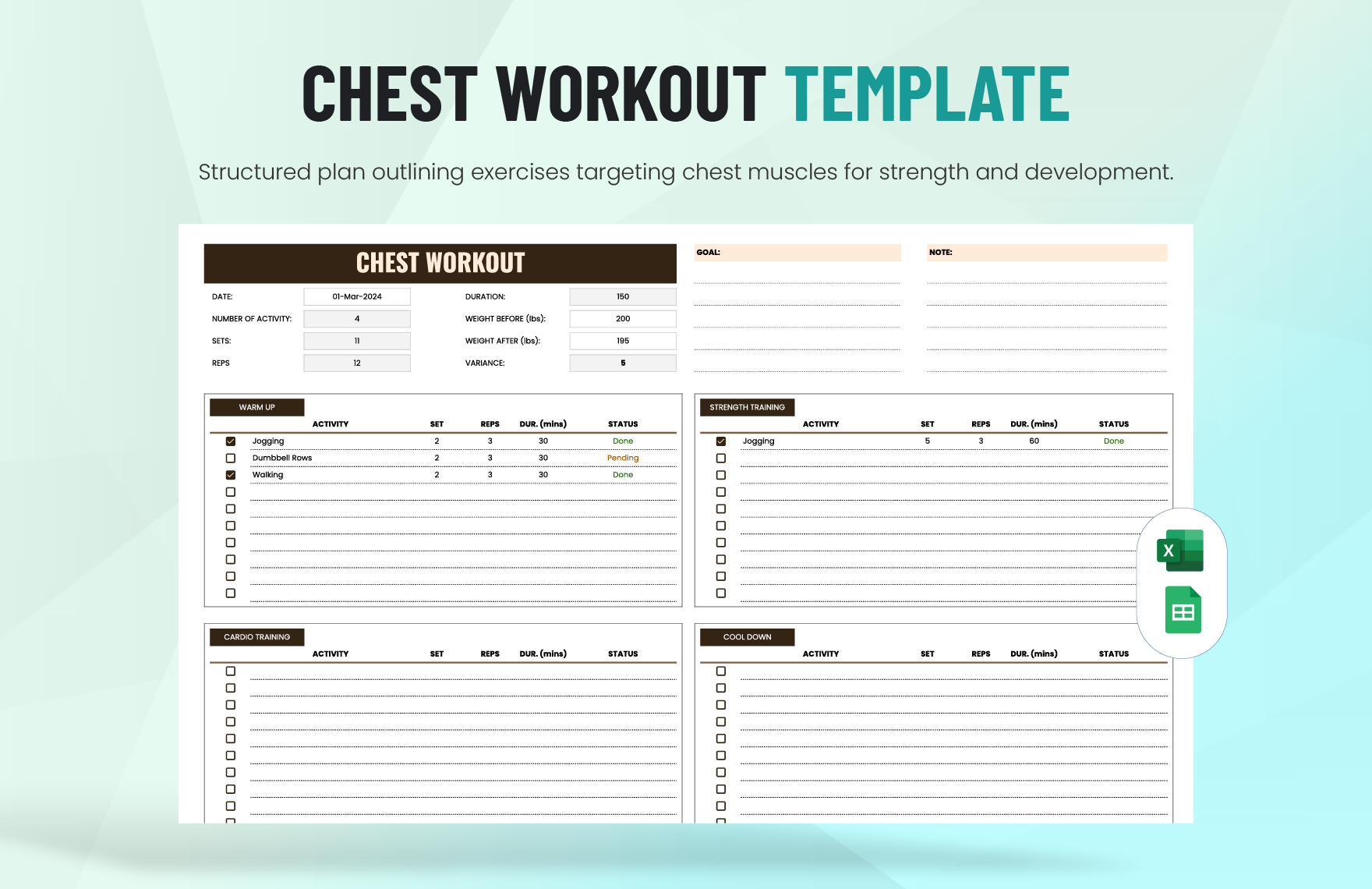 Chest Workout Template