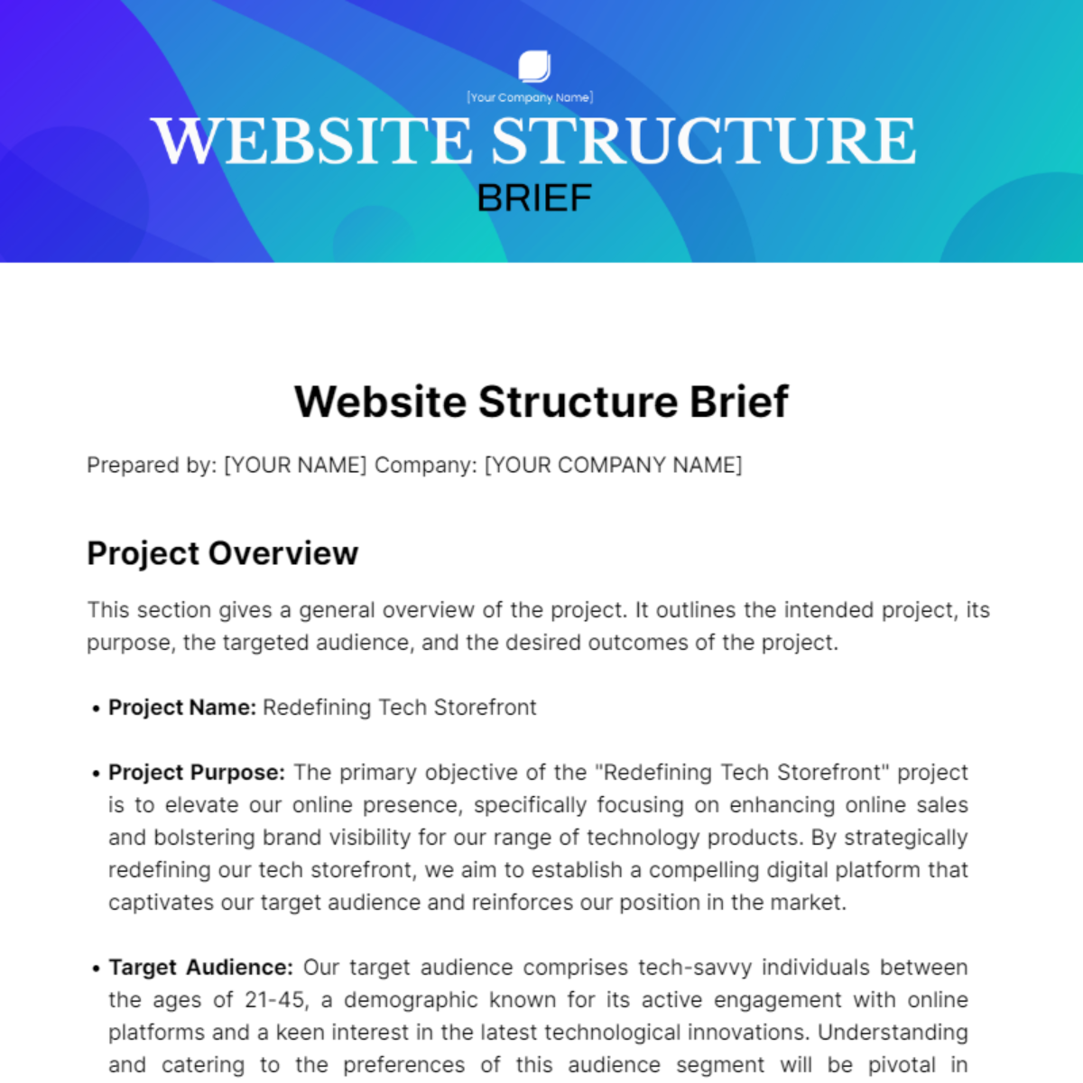 Free Website Structure Brief Template