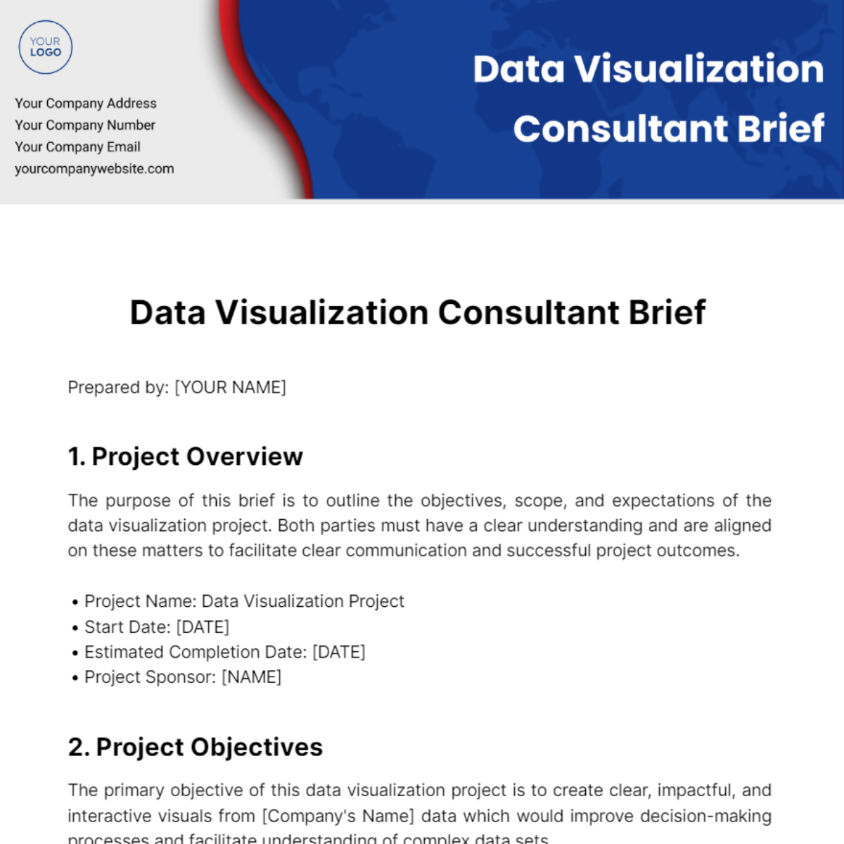 Free Data Visualization Consultant Brief Template
