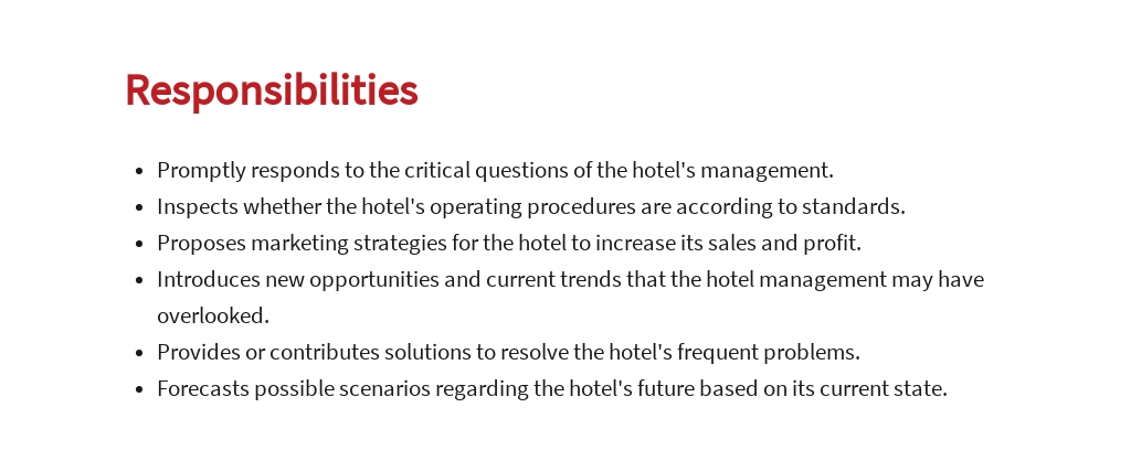Hotel business centre job description