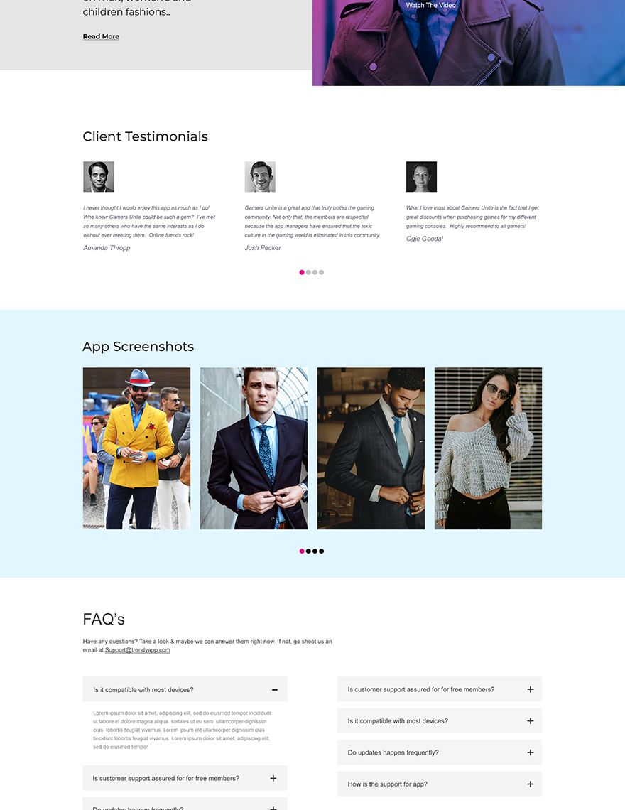 Clothing App Landing Page Template
