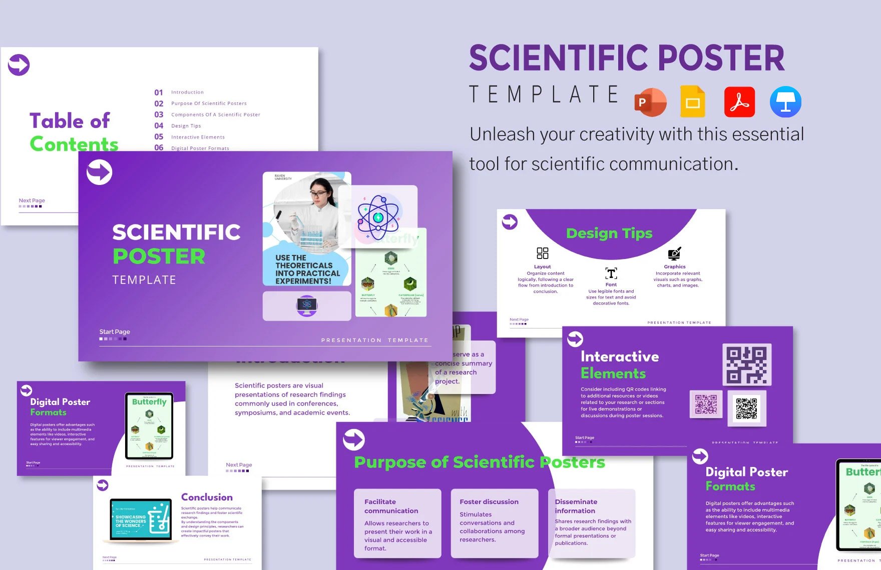 Scientific Poster Template in PDF, PowerPoint, Google Slides, Apple Keynote