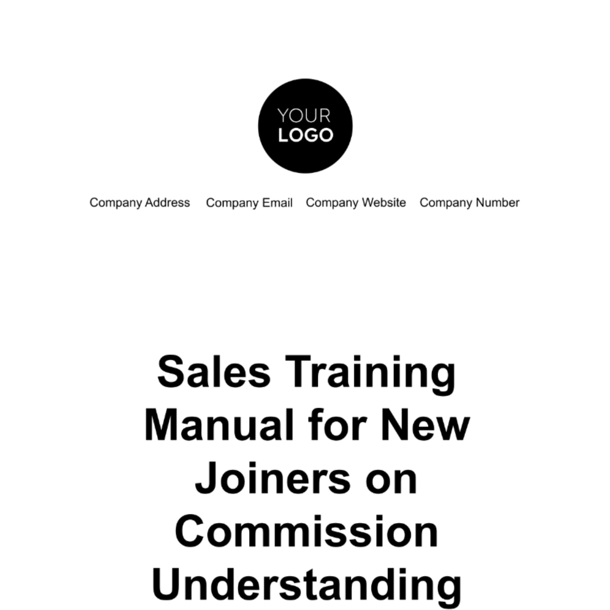 Sales Training Manual for New Joiners on Commission Understanding Template