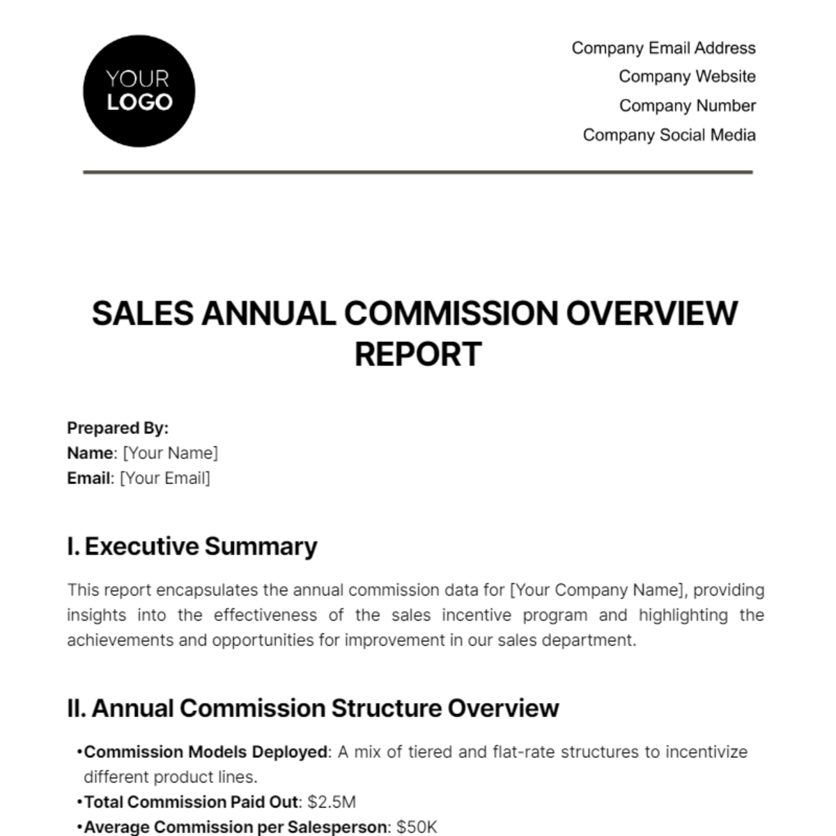 Sales Annual Commission Overview Report Template - Edit Online & Download