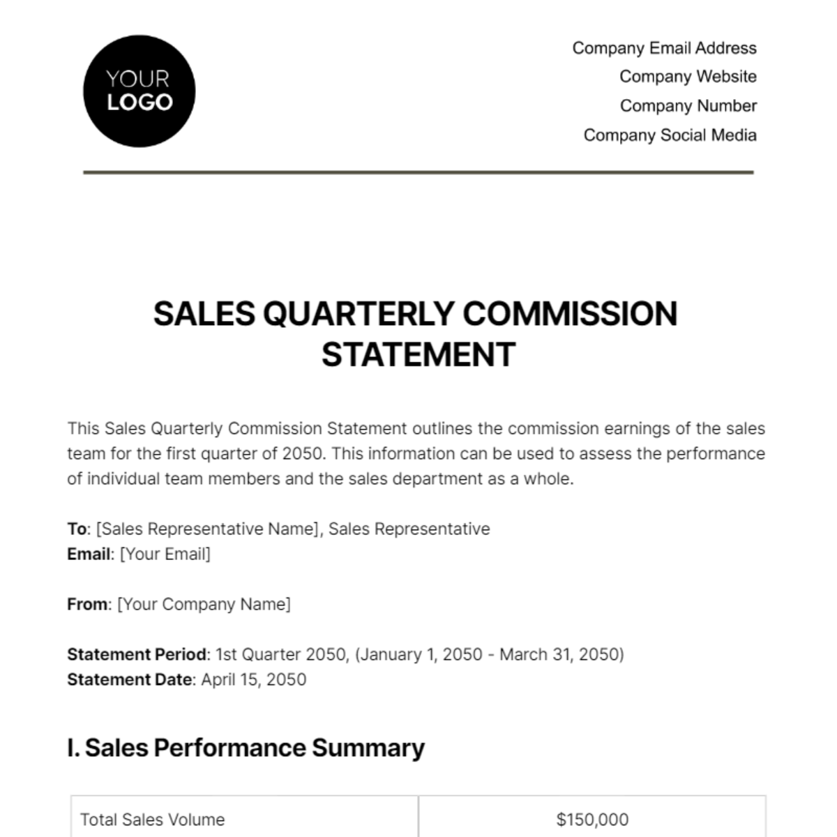 Sales Quarterly Commission Statement Template - Edit Online & Download