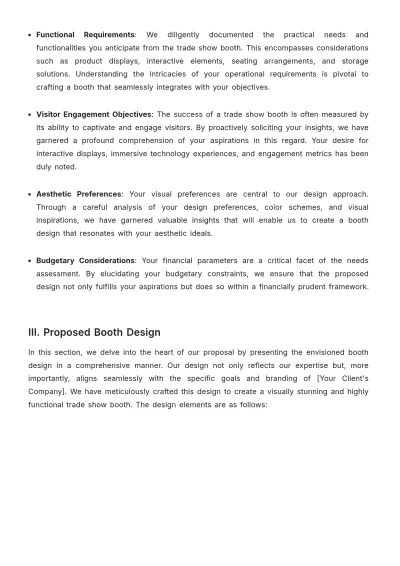 Free Sales Proposal for New Trade Show Booth Design Template to Edit Online