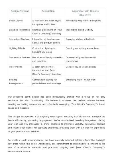Free Sales Proposal for New Trade Show Booth Design Template to Edit Online
