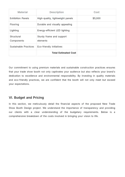 Free Sales Proposal for New Trade Show Booth Design Template to Edit Online