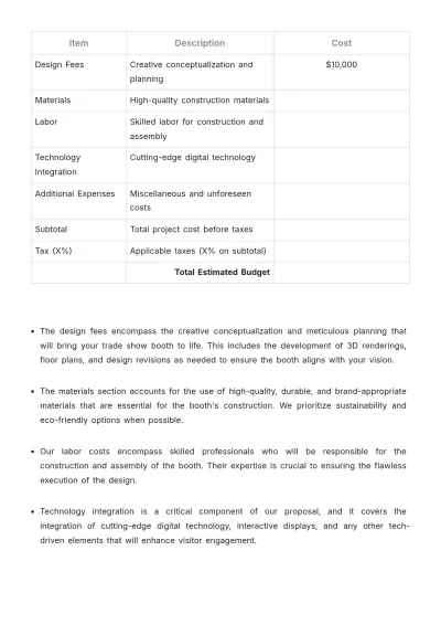 Free Sales Proposal for New Trade Show Booth Design Template to Edit Online
