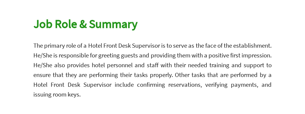 Free Hotel Front Desk Supervisor Job Ad/Description Template 2.jpe